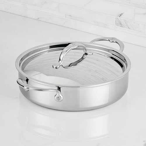 Hestan ProBond Luxe 3.5-Quart Sauteuse Braiser with Lid, Professional Clad Stainless Steel, ProCore Tri-Ply Clad Construction, Polished Exterior, Induction & Oven Safe