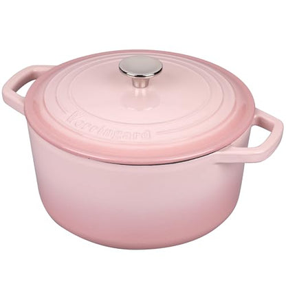 VORRINGARD Enameled Cast Iron Dutch Oven Pot with Lid, for Bread Baking, Round Bread Oven- include Sourdough Bread Baking Supplies set, 4.5QT, Pink