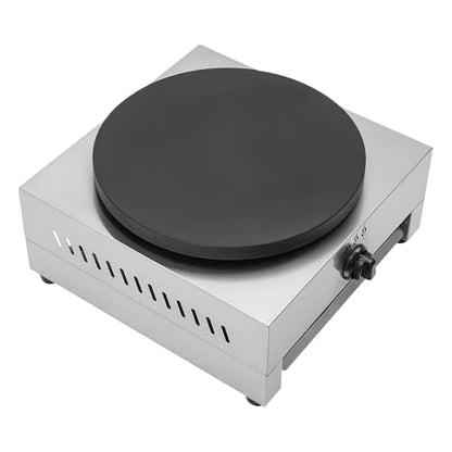 Commercial Crepe Maker Machine 16 inch Gas Pancake Cooker Crepe Pan Quesadilla Maker with Low Pressure Valve and Gas Hose