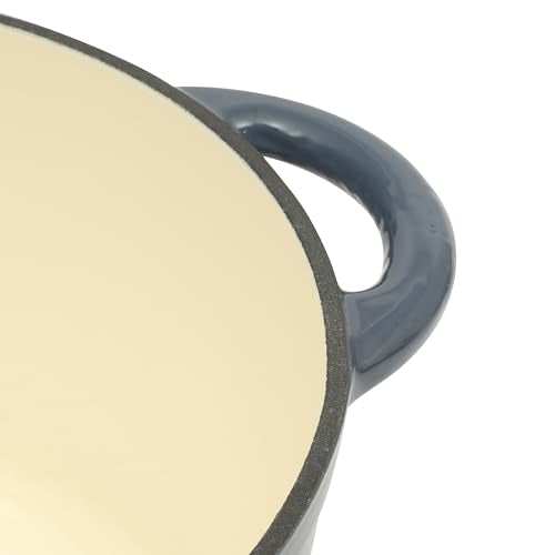 Gibson Home Addlestone 7 Qt Enameled Cast Iron Dutch Oven Pot with Lid – Round, Oven Safe to 500°F, Ideal for Bread Baking & Stews - Gradient Navy Blue