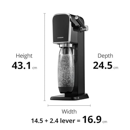 SodaStream Art Sparkling Water Maker (Black) with CO2 and Dishwasher Safe Bottle