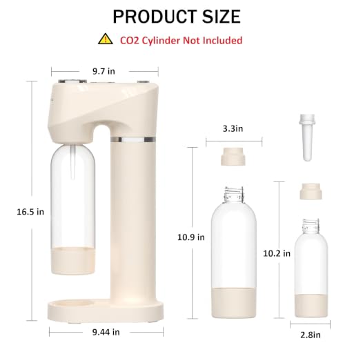 LAZMOQUSA Sparkling Water & Soda Maker with 2 BPA-Free Carbonating Bottles (1L + 0.5L), Home Carbonated Seltzer Machine (60L CO2 Cylinder Not Included), White