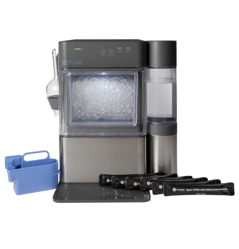 GE Profile Opal MINI PRO Nugget Ice Maker w/Side Tank, Portable Countertop Pebble Ice Machine, 36 lbs/Day, Top Fill, 6 Pack Descaler & Scoop, Stainless Steel