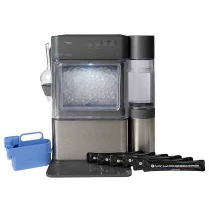 GE Profile Opal MINI PRO Nugget Ice Maker w/Side Tank, Portable Countertop Pebble Ice Machine, 36 lbs/Day, Top Fill, 6 Pack Descaler & Scoop, Stainless Steel