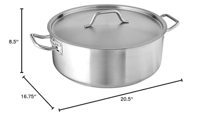 Winco Commercial-Grade Stainless Steel Brazier with Lid, 20 Quart