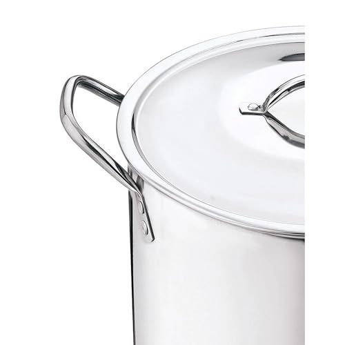 12-Qt Stainless Steel Stockpot with Metal Lid- Heavy Duty Cooking Pot for Pasta, Soup, Spaghetti, Nonstick Thick Bottom Big Stock Pot, Cookware for Canning, Boiling, Simmer
