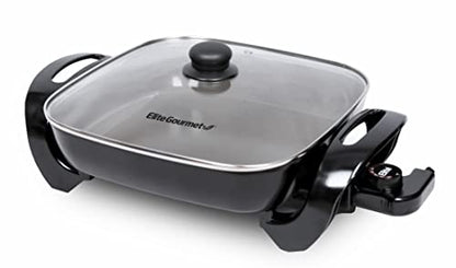 Elite Gourmet 6Qt Titanium Ceramic Skillet, 1200W, Scratch-Resistant