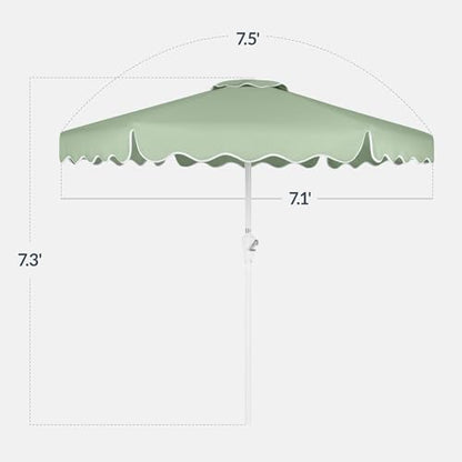 Best Choice Products 7.5ft Patio Market Umbrella with Wavy Trim, UV-Fade-Resistant 210g Canopy, Crank & Tilt, Wind Vent, Heavy-Duty Frame - Sage Green