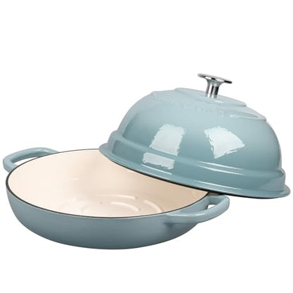 EDGING CASTING Enameled Cast Iron Dutch Oven Pot with Lid, Round Bread Oven for Homemade Sourdough Bread Baking, 6 Quart, Seasalt