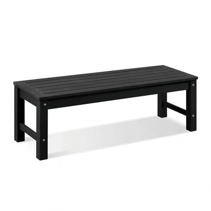 Psilvam 47" Outdoor Bench Weatherproof, All Weather Polylumber 2-Person Backless Bench,Garden Bench with 700Lbs Weight Capacity, Patio Bench for Porch,Garden and Park (Black)