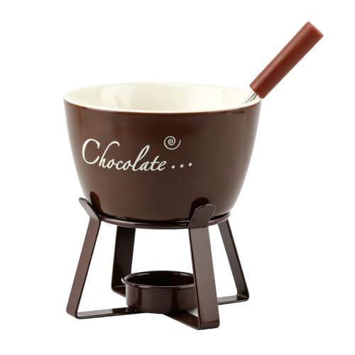 Ceramic Chocolate Melting Cup, Mini Personal Chocolate Fondue Mug with Fork
