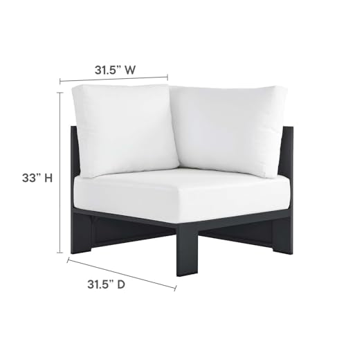 Modway Tahoe Aluminum 3-Piece Outdoor Patio Furniture Gray White, Modular Sectional Sofa Set with Weather-Resistant Cushions, Ideal for Deck, Backyard Poolside