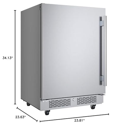Avallon AFR242SSODLH 24 Inch Wide 5.66 Cu. Ft. Built-In Compact Outdoor Refrigerator with Left Hinge