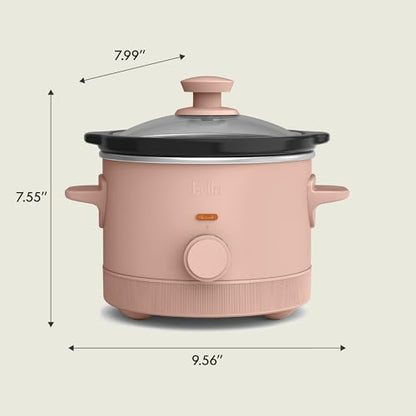 bella 1.5 Qt Slow Cooker with 3 Heat Manual Control, Ceramic Nonstick Coating, Dishwasher Safe Stoneware Pot and Tempered Glass Lid, Tangle Free Cord Wrap & Cool Touch Handles, Blossom