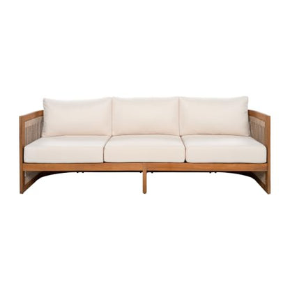 Christopher Knight Home Ayla 7-Seater Patio Furniture Set with Coffee Table, Set of 4 Outdoor Swivel Accent Chair and Sofa Set, 5 Piece Outdoor Acacia Wood Conversation Set with Cushion, Teak+Beige