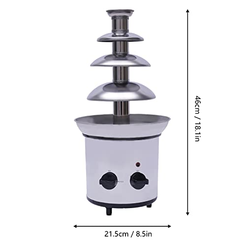 4 Tiers Chocolate Fondue Fountain Stainless Steel Electric Fondue Pot for Party Restaurant Wedding
