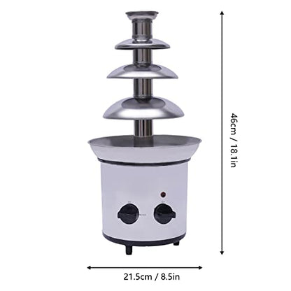 4 Tiers Chocolate Fondue Fountain Stainless Steel Electric Fondue Pot for Party Restaurant Wedding