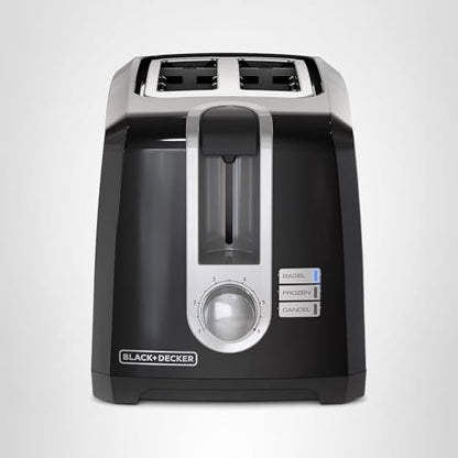 BLACK+DECKER 2-Slice Toaster, Extra Wide Slots for Bagels & Thick Bread, 6 Browning Settings, Removable Crumb Tray, Cancel Button, 850W, Black