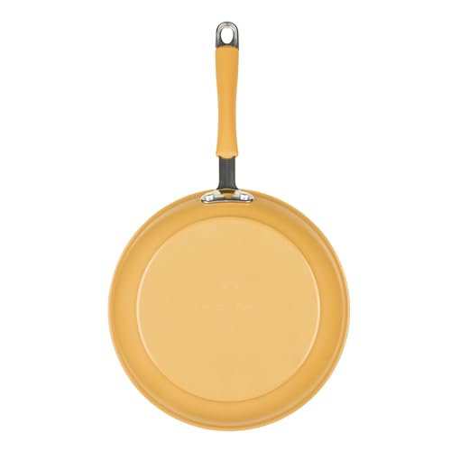 Rachael Ray Cucina Ceramic Cookware Set - 13 Pieces - Ceramic Pots and Pans Set w/Nonstick Frying Pans, Saute Pan, Saucepans, Stockpot, Lids, Pan Protectors & Cooking Utensils - Turmeric