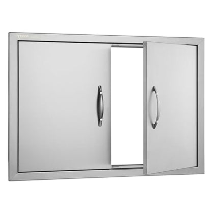 VEVOR BBQ Access Door, 30.5W x 21H Inch Double Outdoor Kitchen, Stainless Steel Flush Mount, Wall Vertical With Handles, for BBQ Island, Grilling Station, Outside Cabinet