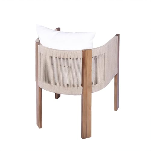 Christopher Knight Home Matera Acacia Wood Outdoor Dining Set for 8, 9 Piece Patio Dining Table and Chair Set, Wooden Outdoor Dining Armchair and Table Set with Removable Cushion, Light Teak+Beige