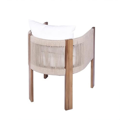 Christopher Knight Home Matera Acacia Wood Outdoor Dining Set for 8, 9 Piece Patio Dining Table and Chair Set, Wooden Outdoor Dining Armchair and Table Set with Removable Cushion, Light Teak+Beige