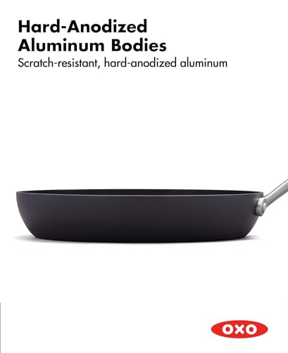 OXO Professional 8" Frying Pan Skillet, Hard Anodized Ceramic Nonstick Cookware PFAS-Free, Induction Suitable, Stainless Steel Handle, Diamond Reinforced Coating, Dishwasher Safe, Oven Safe, Black