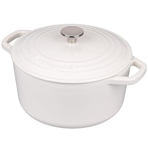 VORRINGARD Enameled Cast Iron Dutch Oven Pot with Lid, for Bread Baking, Round Bread Oven- include Sourdough Bread Baking Supplies Set, 4.5QT, White