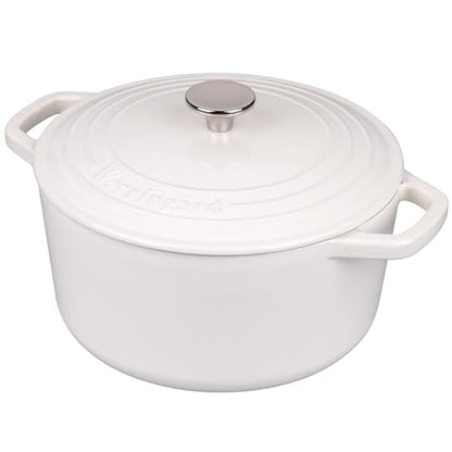 VORRINGARD Enameled Cast Iron Dutch Oven Pot with Lid, for Bread Baking, Round Bread Oven- include Sourdough Bread Baking Supplies Set, 4.5QT, White