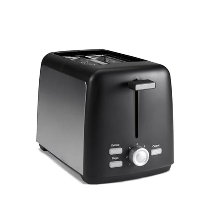 Amazon Basics 2 Slice Toaster, Extra Wide Slots for Bagels and Specialty Breads, 7 Browning Levels, Removable Crumb Tray, Defrost/Cancel/Bagel Buttons, 800W, Black & Silver