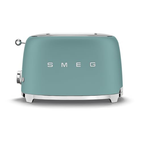 SMEG 2 Slice Toaster with 6 Presets and Defrost Function and Removable Crumb Tray (Jade)