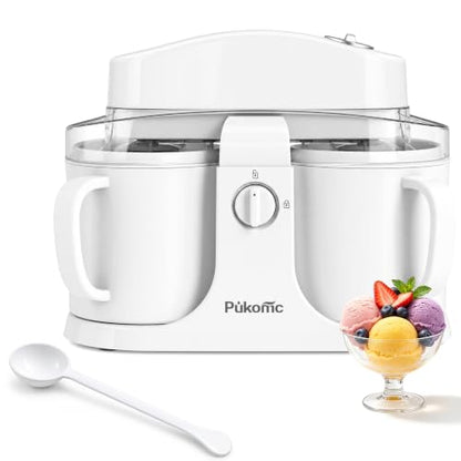 Pukomc Home Swirl Ice Cream Maker Machine with 2 Ice Cream Cup,0.9 quarts