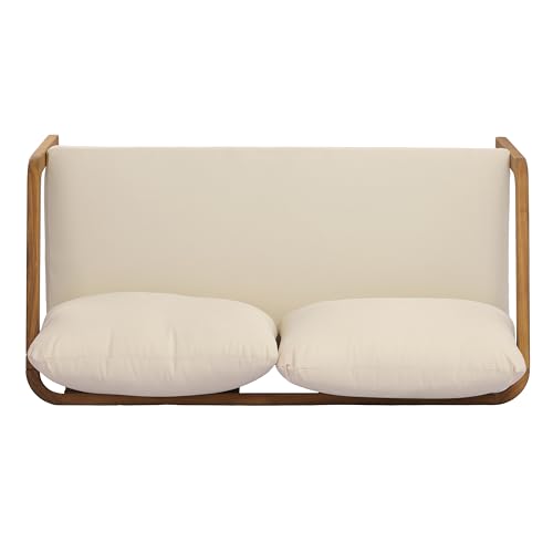 2-Piece Outdoor Loveseat & Coffee Table Set, Acacia Wood Patio Furniture with PE Wicker Backrest, High-Resilience Cushions, 800 lbs Capacity, for Patio Backyard Sunroom Poolside