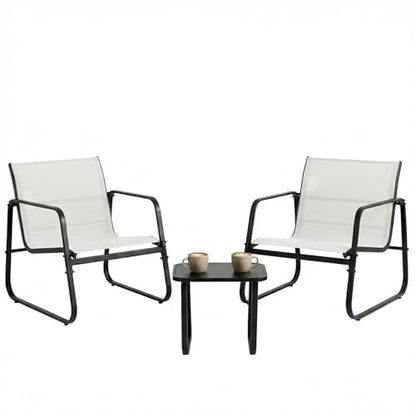 DUMOS 3 Piece Patio Furniture Set，Outdoor Patio Furniture Set with Table, Patio Sectional Bistro Sets for Lawn, Garden, Balcony, Poolside