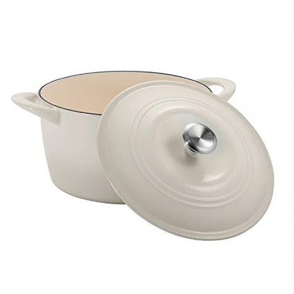 Tramontina 7 Qt Enameled Cast Iron Covered Tall Round Dutch Oven (Latte) - 80131/353DS