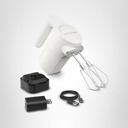 KitchenAid Go Cordless Hand Mixer, Metal - KHMR762, Porcelain White