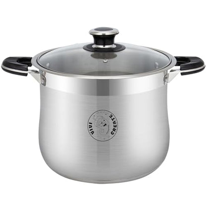 Vivicreate 22.5 Quart Stainless Steel Stock Pot with Lid Large Induction Cooking Pot for Pasta Soup Boiling Stew with Measurement Marks and Handles