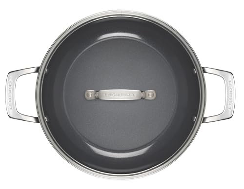 Le Creuset Essential Non-stick Ceramic Shallow Braiser with Glass Lid, 3.5 qt.