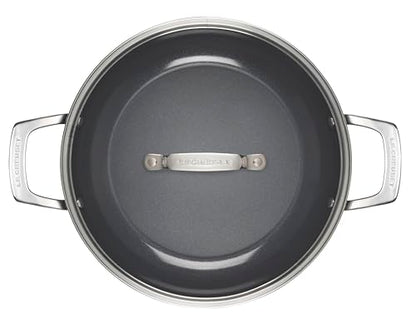 Le Creuset Essential Non-stick Ceramic Shallow Braiser with Glass Lid, 3.5 qt.