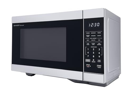 SHARP Countertop Microwave Oven Compatible with Alexa Orville Redenbacher's Certified with Removable 12.4" Carousel Turntable, 1000 Watt, 1.1 Cubic Feet, Stainless Steel