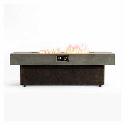 Asunrise Outdoor Fire Pit Table Propane Gas Fire pits Outdoor Fireplaces 54'' Rectangular Firepit Table, 50,000 BTU Fire Table for Patio Set, Three Options of Assembled Hight Grey.