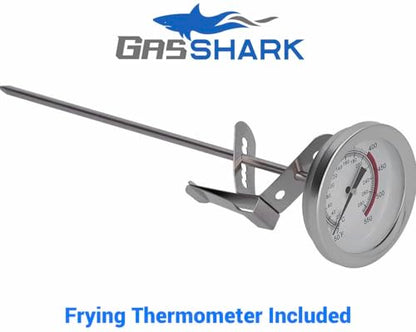 Deep Fryer Cart | 3 Gallon Single Tank | 2 Frying Baskets | 2 Pan Steam Table | Portable 4 Wheel | Stainless Steel | Frying Thermometer | Outdoor Propane Fryer for Chicken, Fish, & More