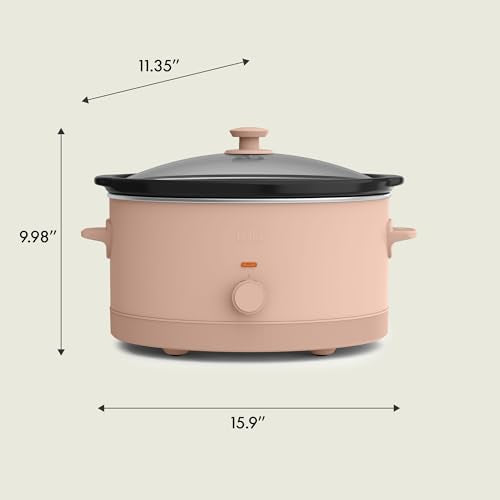 bella 6.0 Qt Manual Slow Cooker, Ceramic Nonstick Coating, 3 Temperature Settings, Dishwasher Safe Stoneware Pot and Tempered Glass Lid, Cool Touch Handles & Tangle Free Cord Wrap, Blossom