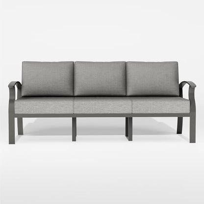 ALAULM Aluminum 3-Seat Patio Furniture Set, Metal Outdoor Furniture Sectional Sofas w/5.1" Cushions for Patio, Backyard, Poolside-Grey