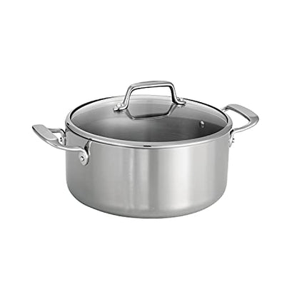 Tramontina Tri-Ply Clad Stainless Steel 5-Quart Dutch Oven Pot with Glass Lid, Induction-Ready, Dishwasher-Safe, NSF-Certified