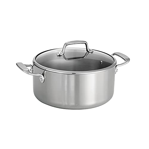 Tramontina Tri-Ply Clad Stainless Steel 5-Quart Dutch Oven Pot with Glass Lid, Induction-Ready, Dishwasher-Safe, NSF-Certified