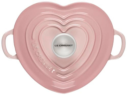 Le Creuset Signature Enameled Cast Iron Figural Heart Cocotte, 2 Quart, Shell Pink with Stainless Steel Knob