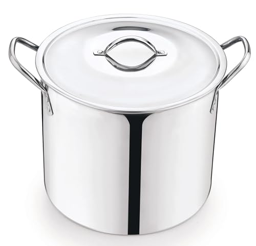 Heavy Duty 12 Quart Stock Pot, Stainless Steel Pot with Sturdy Metal Lid