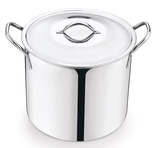 12-Qt Stainless Steel Stock Pot with Metal Lid