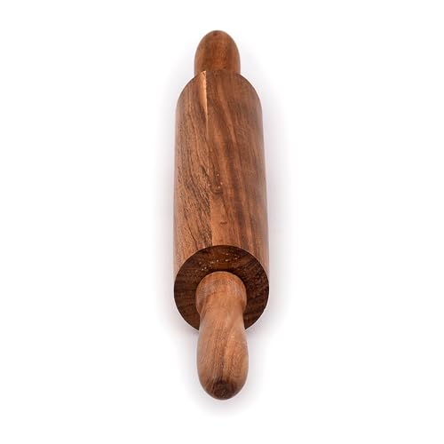 NIRMAN Acacia Wood Rolling Pin for Baking Long Baking Rolling Pin for Pizza, Fondant, Crust, Cookie & More Essential Kitchen utensil tools (16.5" x 2.5" x 2.5")